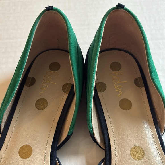 BODEN Wave Ballerina Flats Open Sides in Green and Navy Blue Suede - Size EU 40 - Picture 11 of 12
